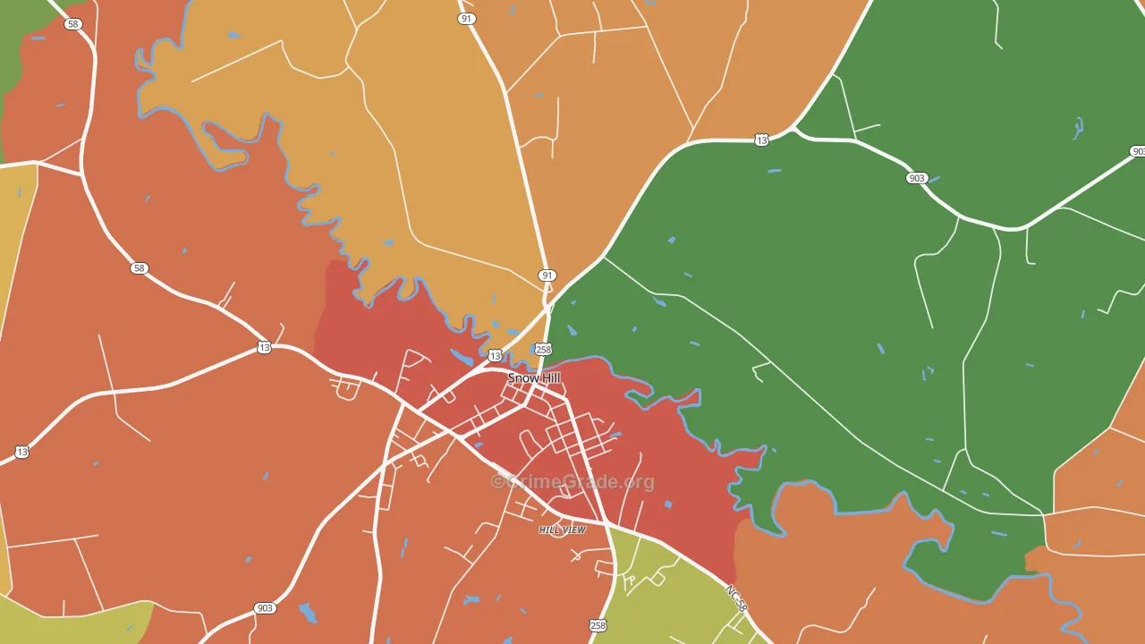 Lizzie, NC Map of Theft Rates