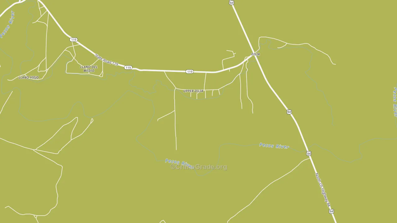 Llano Del Medio, NM Map of Theft Rates