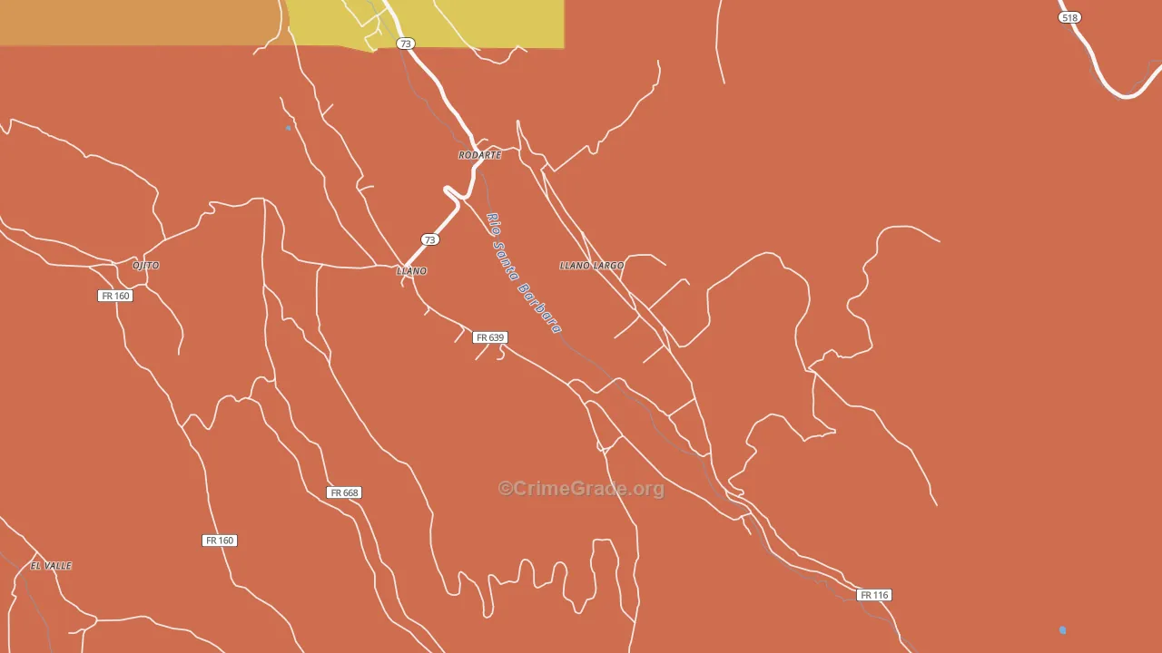 Llano Largo, NM Map of Theft Rates