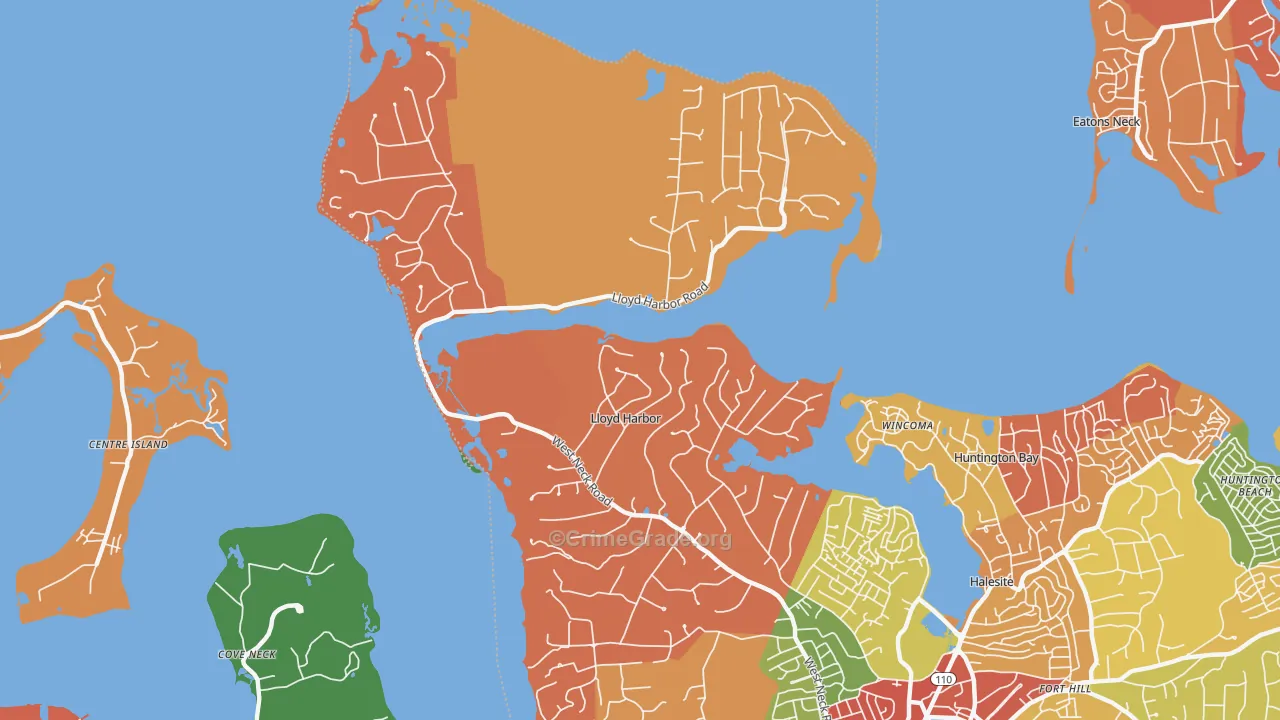 Lloyd Harbor, NY Map of Theft Rates
