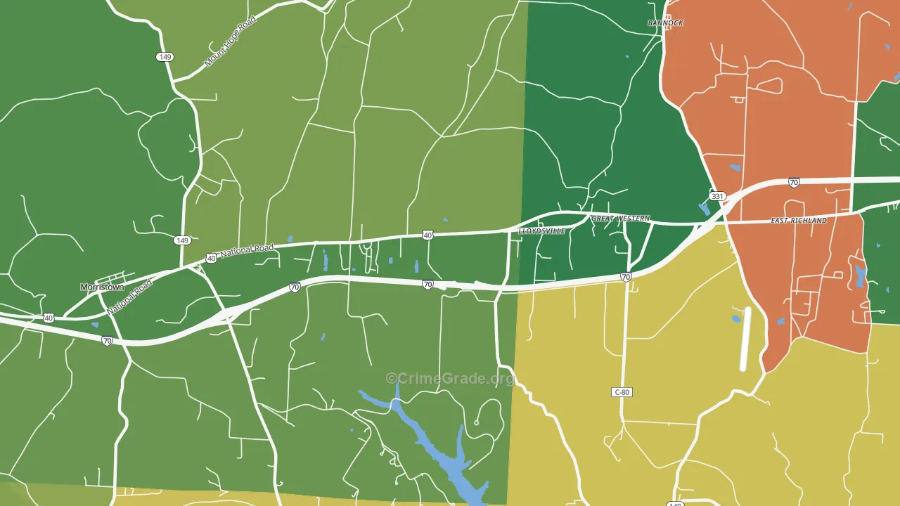 Lloydsville, OH Map of Theft Rates