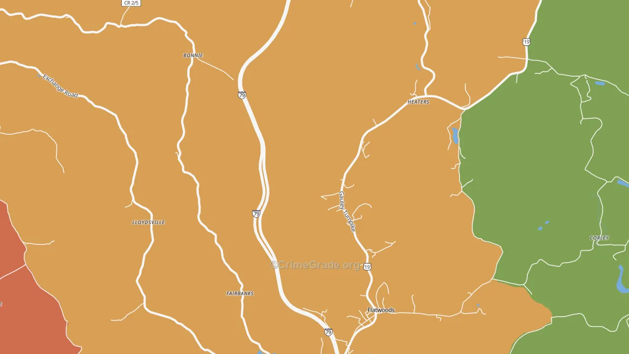 Lloydsville, WV Map of Theft Rates