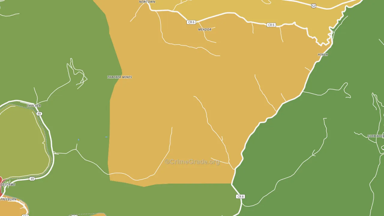 Lobata, WV Map of Theft Rates