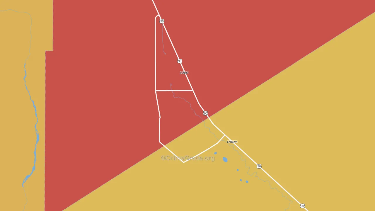 Lobo, TX Map of Theft Rates