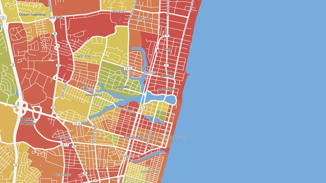 Loch Arbour, NJ Map of Theft Rates