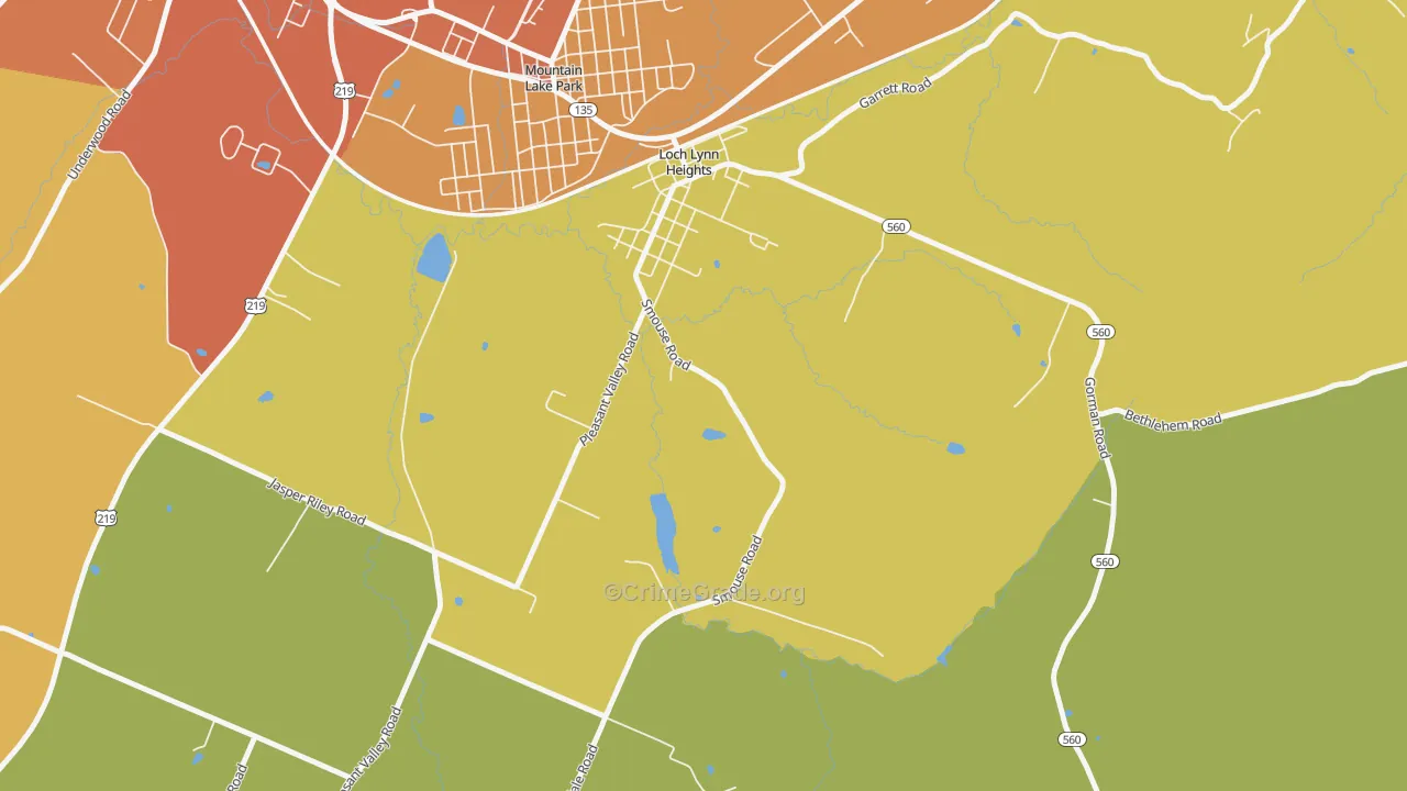 Loch Lynn Heights, MD Map of Theft Rates
