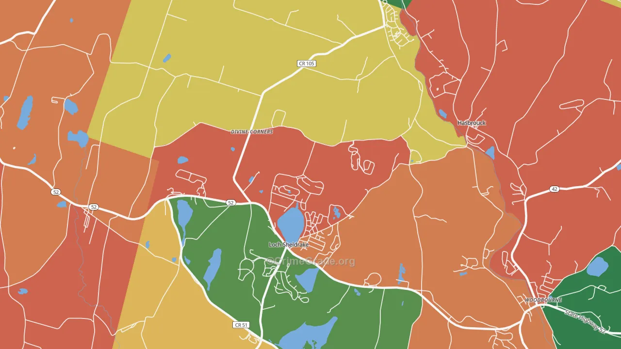 Loch Sheldrake, NY Map of Theft Rates