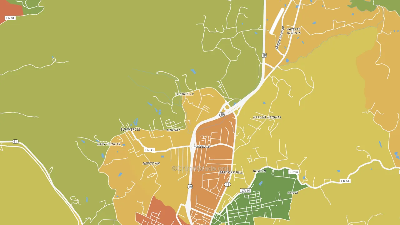 Lochgelly, WV Map of Theft Rates