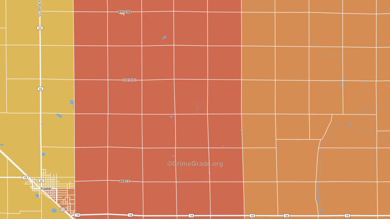 Lochiel, IN Map of Theft Rates