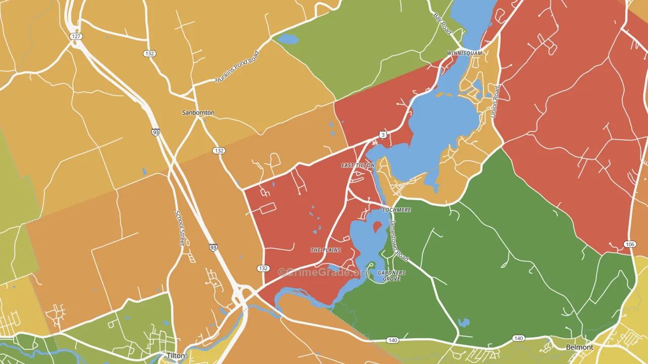 Lochmere, NH Map of Theft Rates