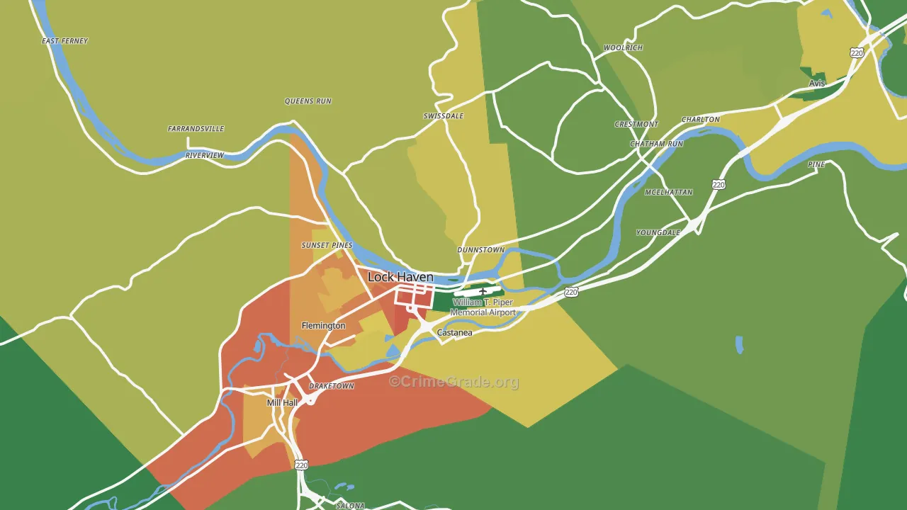 Lock Haven, PA Map of Theft Rates