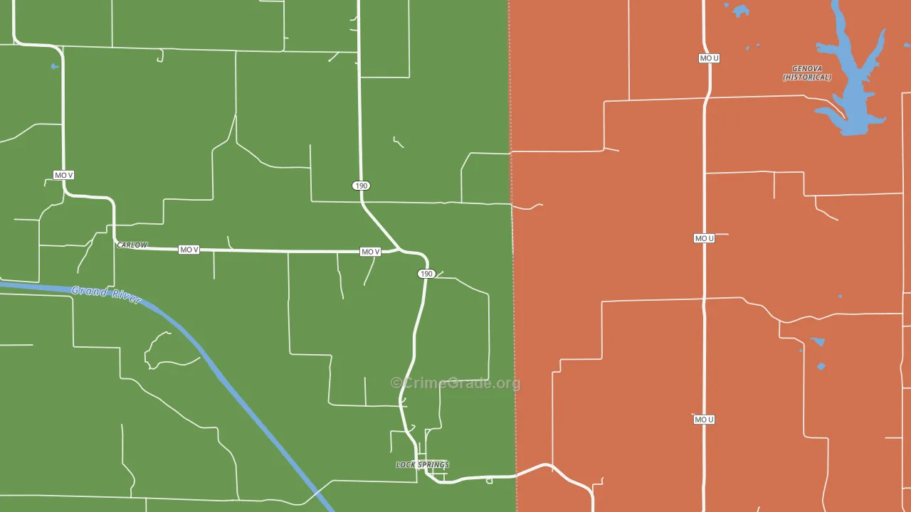 Lock Springs, MO Map of Theft Rates