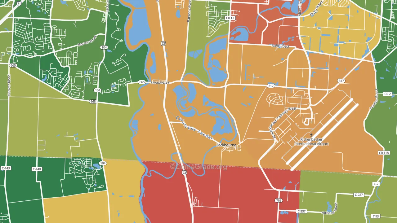 Lockbourne, OH Map of Theft Rates