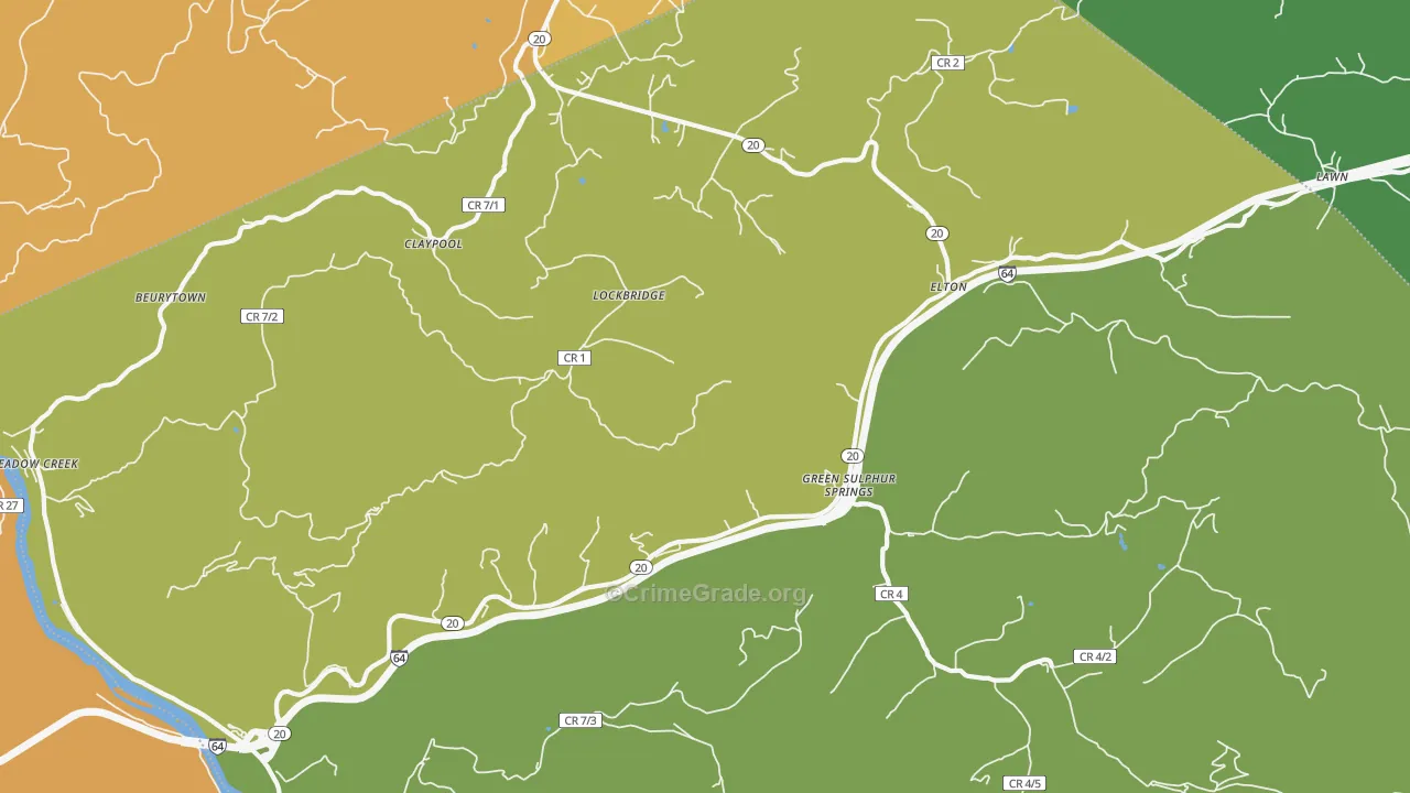 Lockbridge, WV Map of Theft Rates
