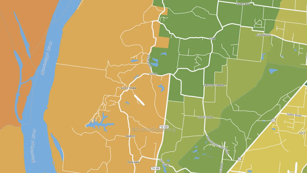 Locke, TN Map of Theft Rates