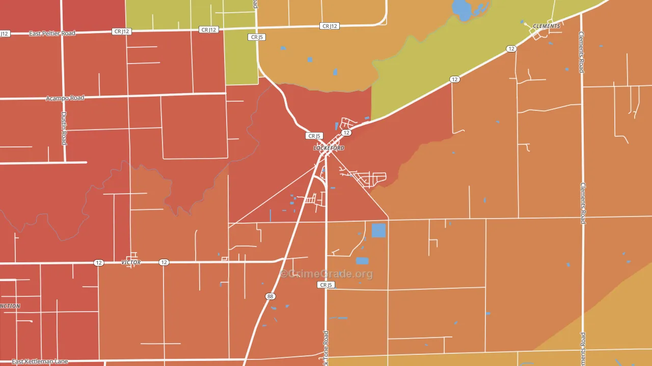 Lockeford, CA Map of Theft Rates