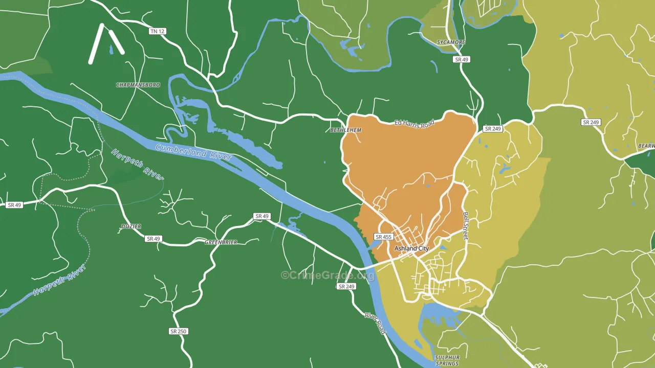 Lockertsville, TN Map of Theft Rates