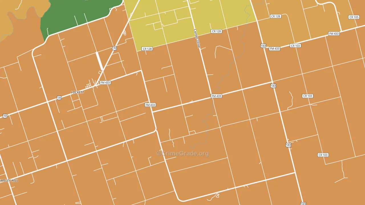 Lockett, TX Map of Theft Rates