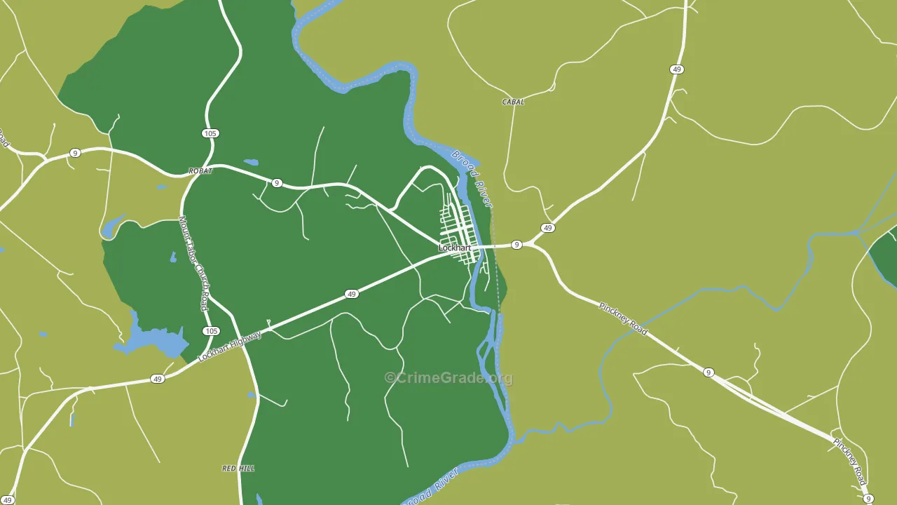 Lockhart, SC Map of Theft Rates