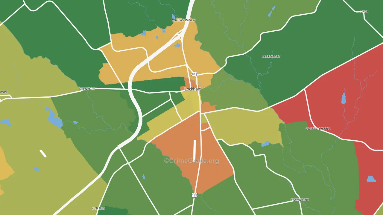 Lockhart, TX Map of Theft Rates