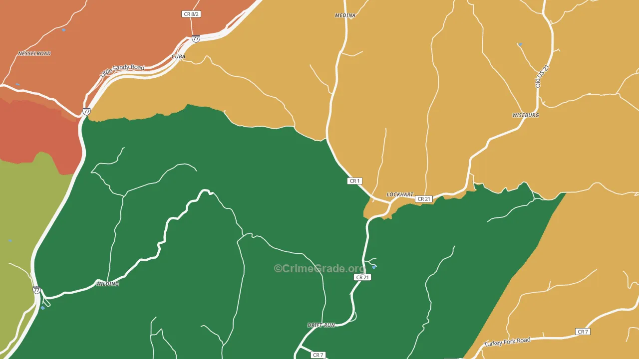 Lockhart, WV Map of Theft Rates