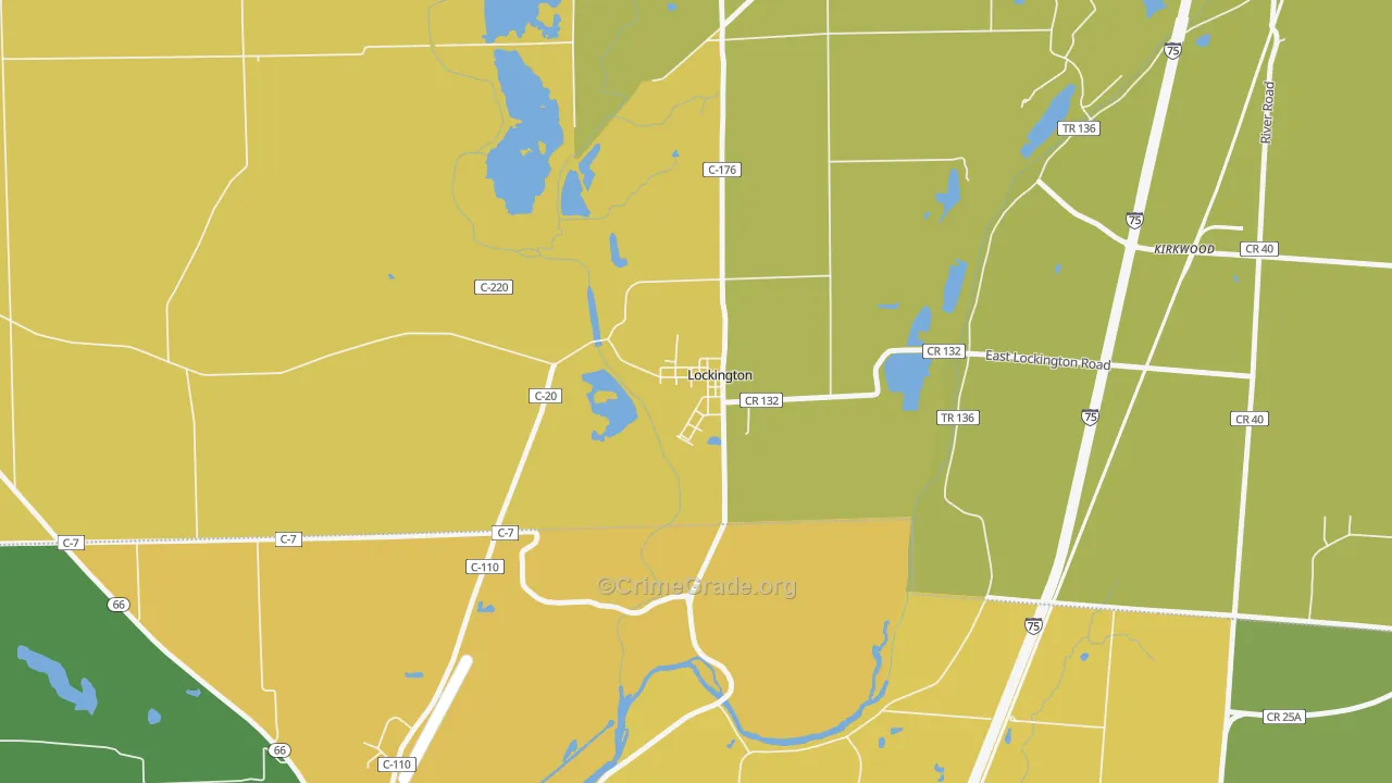 Lockington, OH Map of Theft Rates