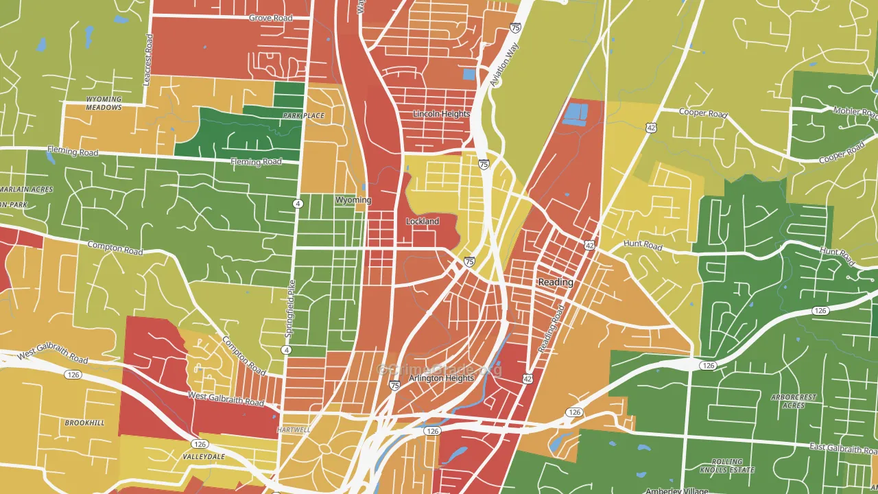Lockland, OH Map of Theft Rates