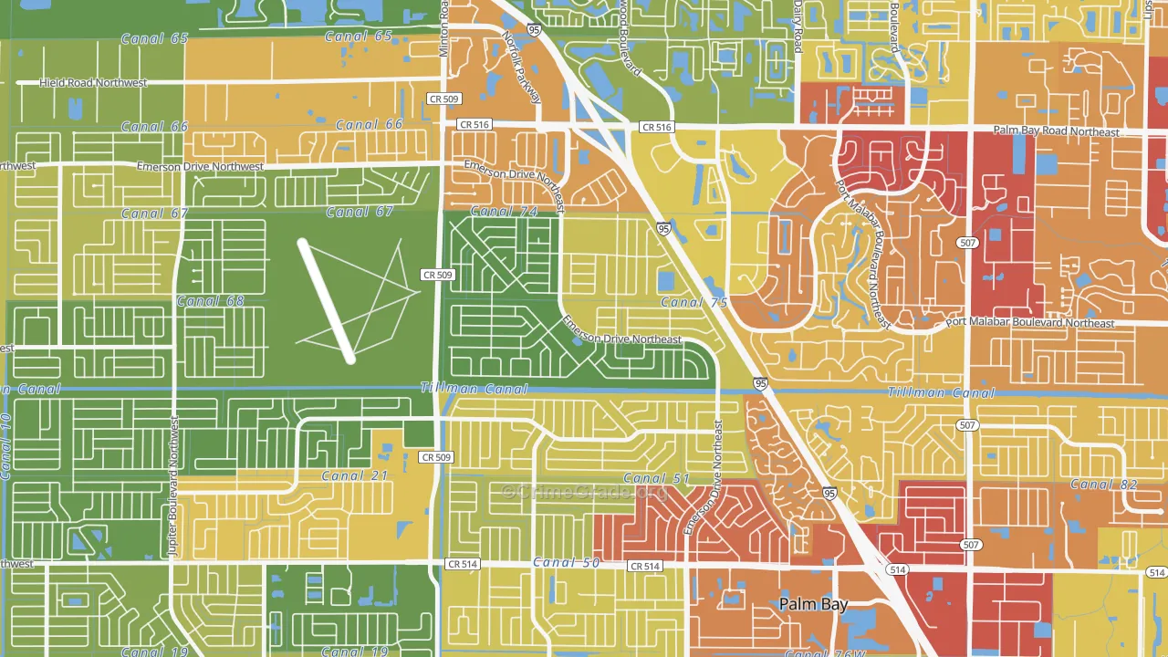 Lockmar Estates, Palm Bay, FL Map of Theft Rates