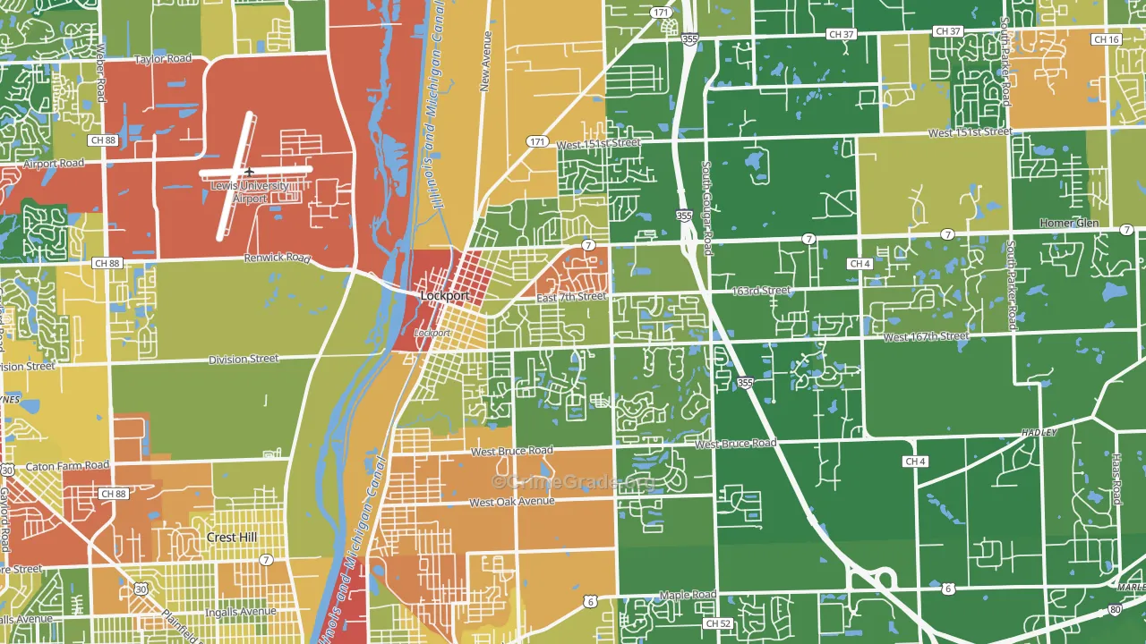 Lockport, IL Map of Theft Rates