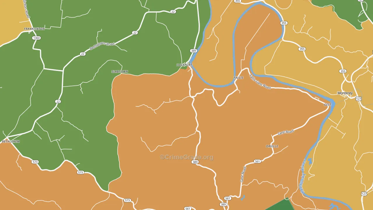 Lockport, KY Map of Theft Rates
