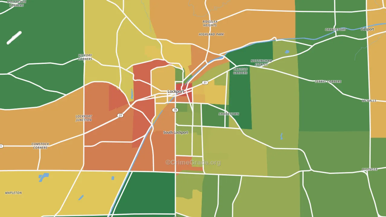 Lockport, NY Map of Theft Rates
