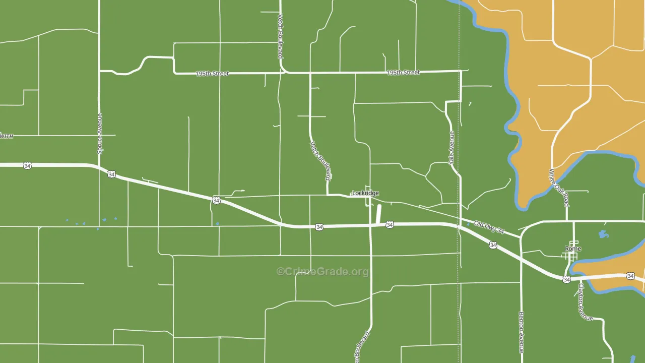 Lockridge, IA Map of Theft Rates