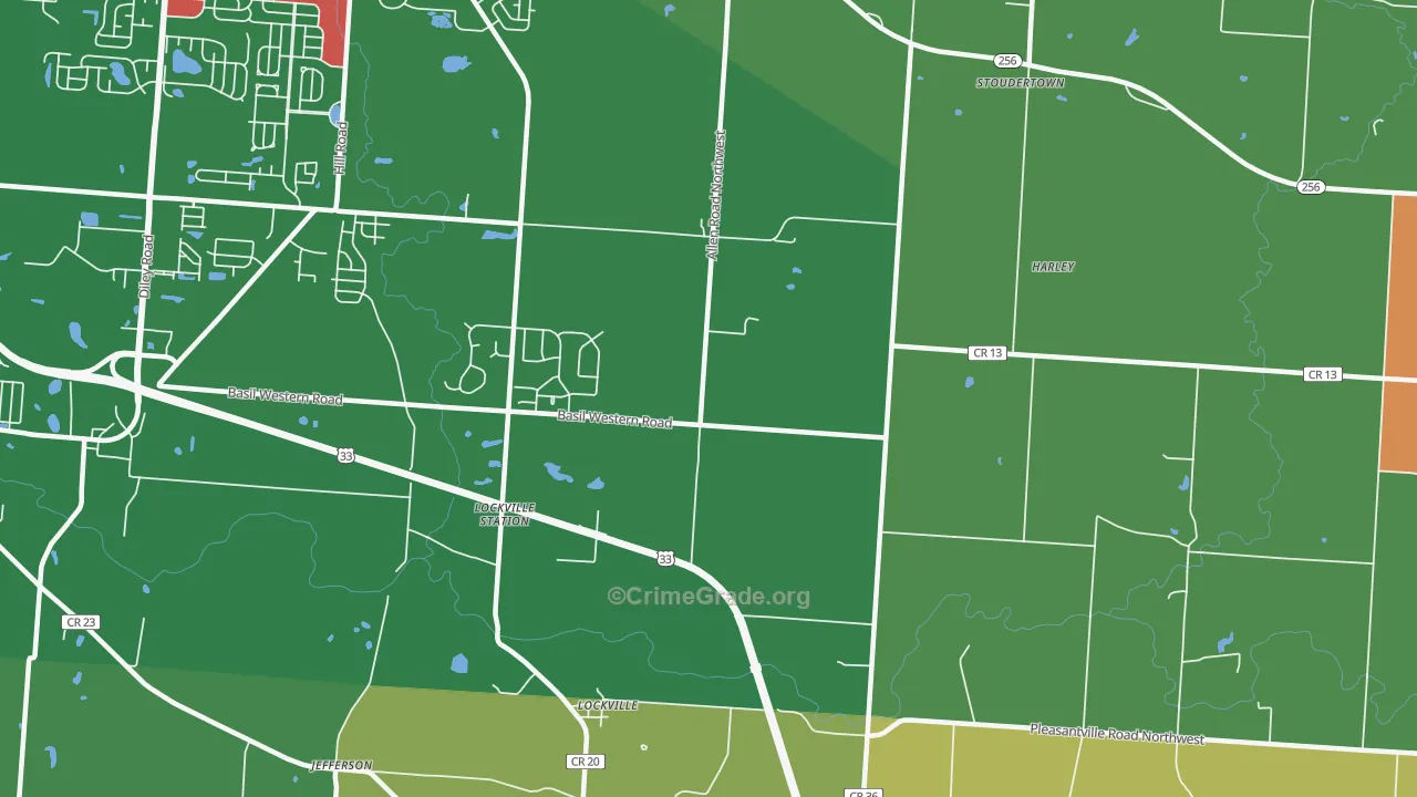 Lockville, OH Map of Theft Rates