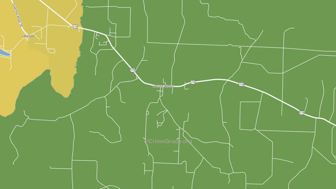 Locust Bayou, AR Map of Theft Rates