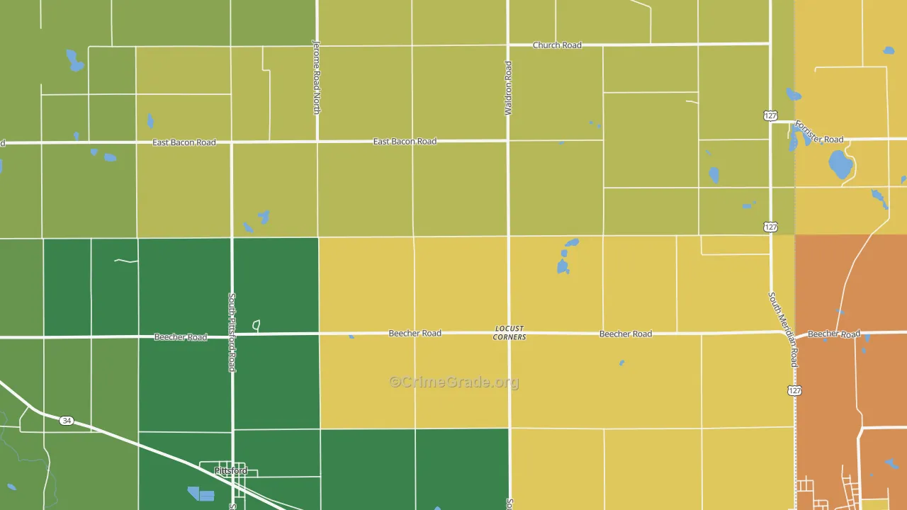 Locust Corners, MI Map of Theft Rates