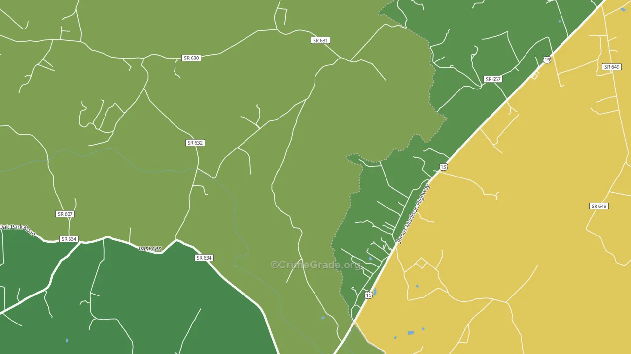 Locust Dale, VA Map of Theft Rates