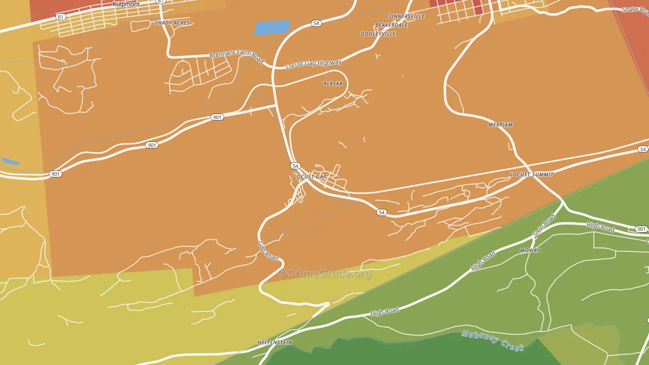 Locust Gap, PA Map of Theft Rates