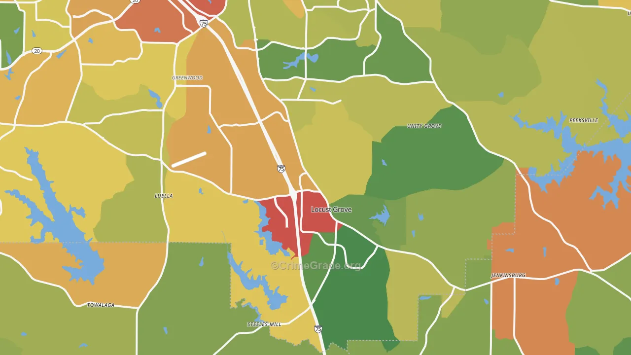 Locust Grove, GA Map of Theft Rates