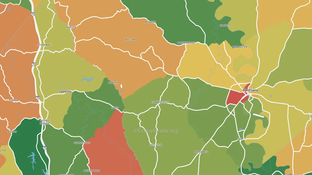 Locust Grove, KY Map of Theft Rates