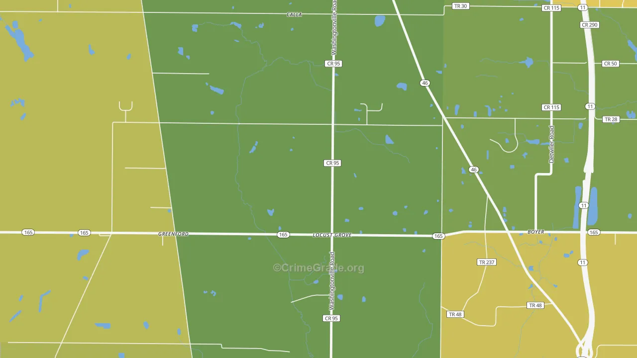 Locust Grove, OH Map of Theft Rates