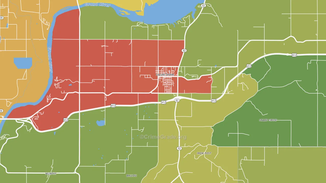 Locust Grove, OK Map of Theft Rates