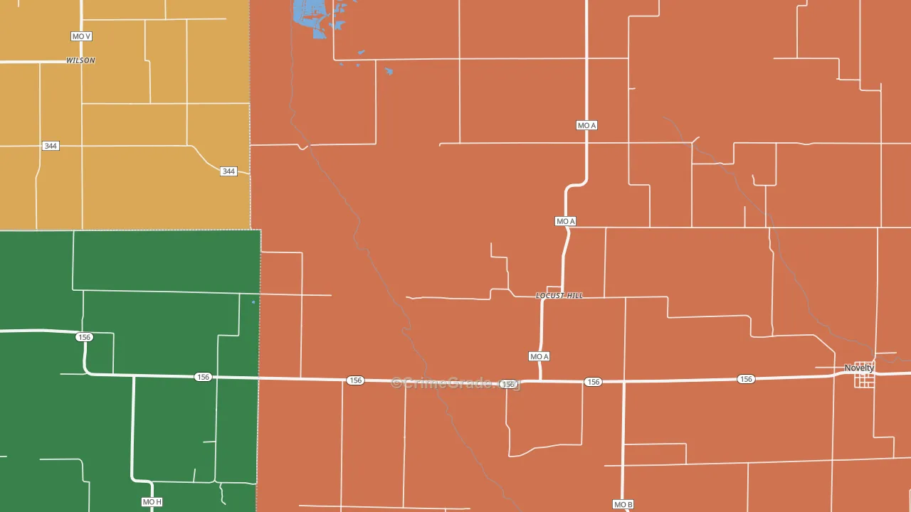 Locust Hill, MO Map of Theft Rates