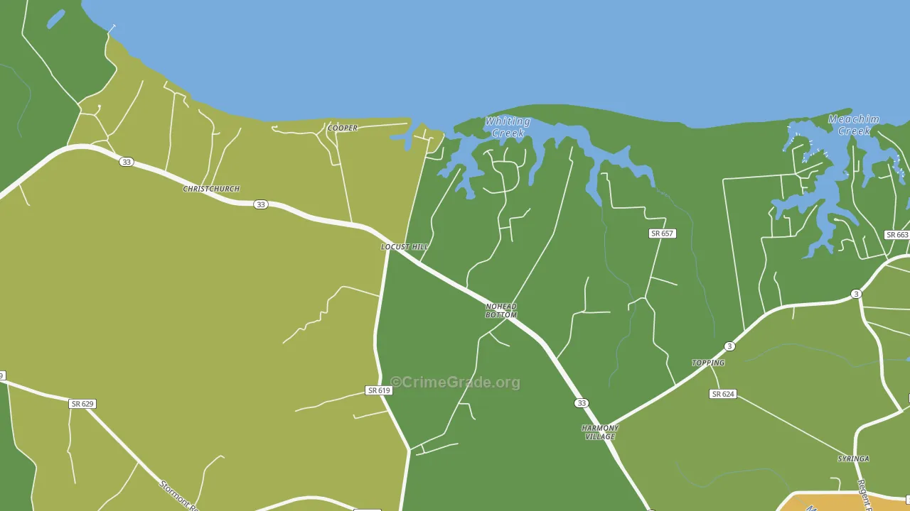 Locust Hill, VA Map of Theft Rates