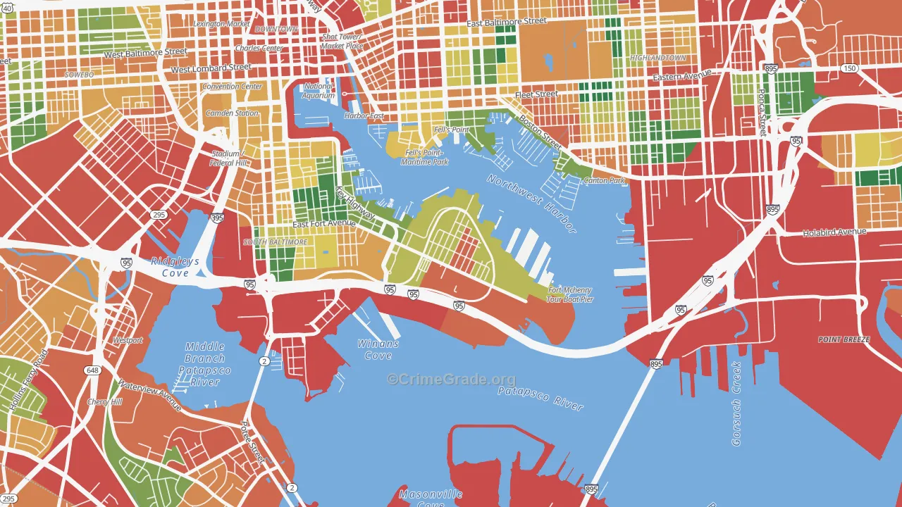 Locust Point, Baltimore, MD Map of Theft Rates
