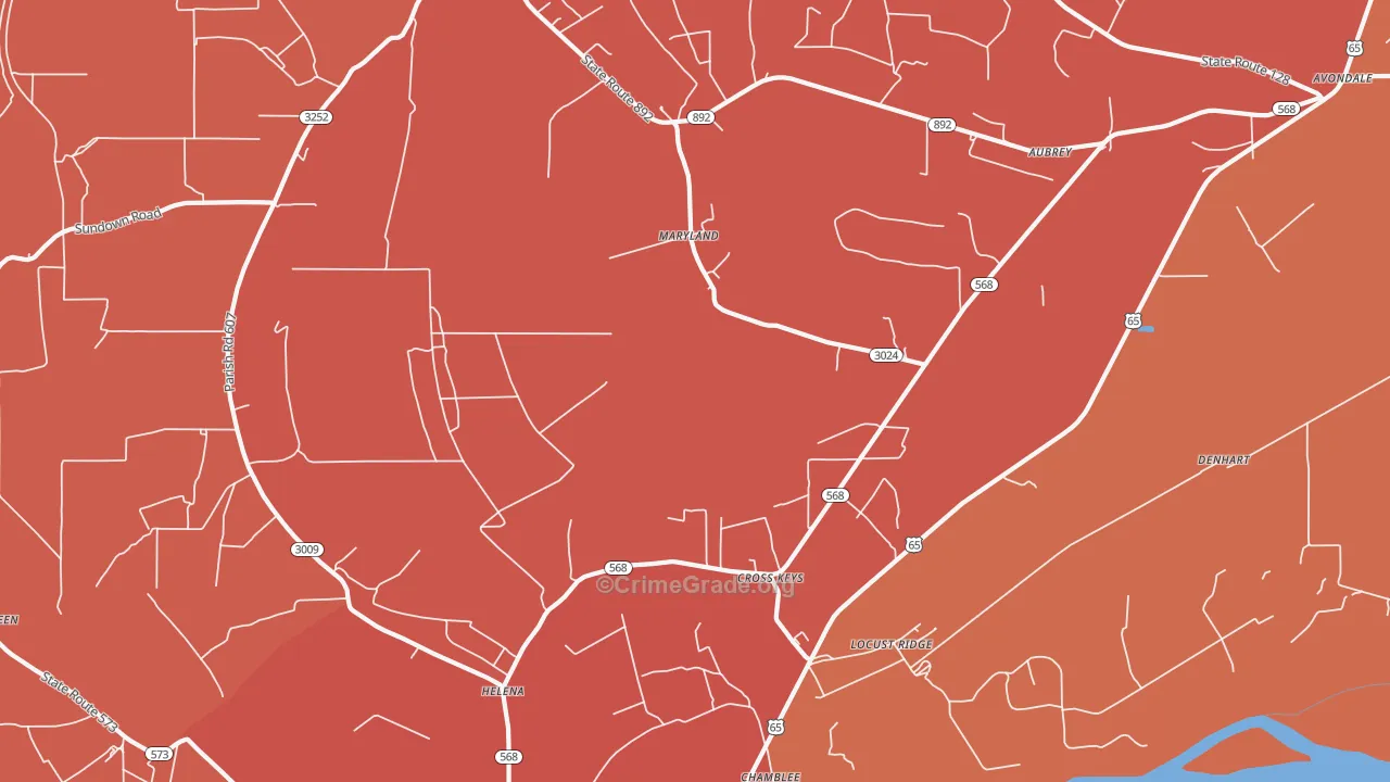 Locust Ridge, LA Map of Theft Rates