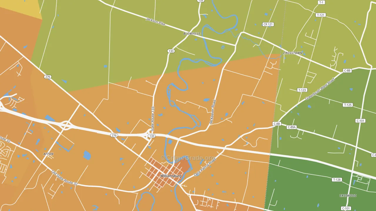 Locust Ridge, OH Map of Theft Rates