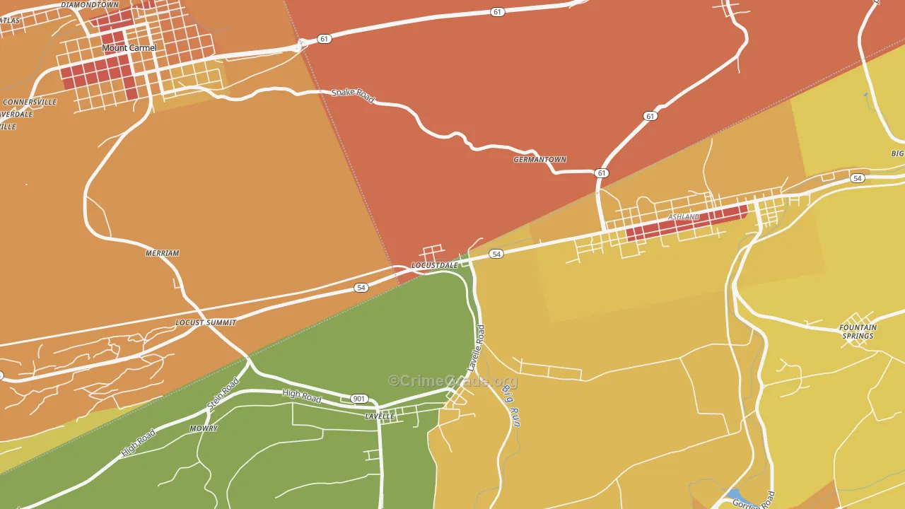 Locustdale, PA Map of Theft Rates