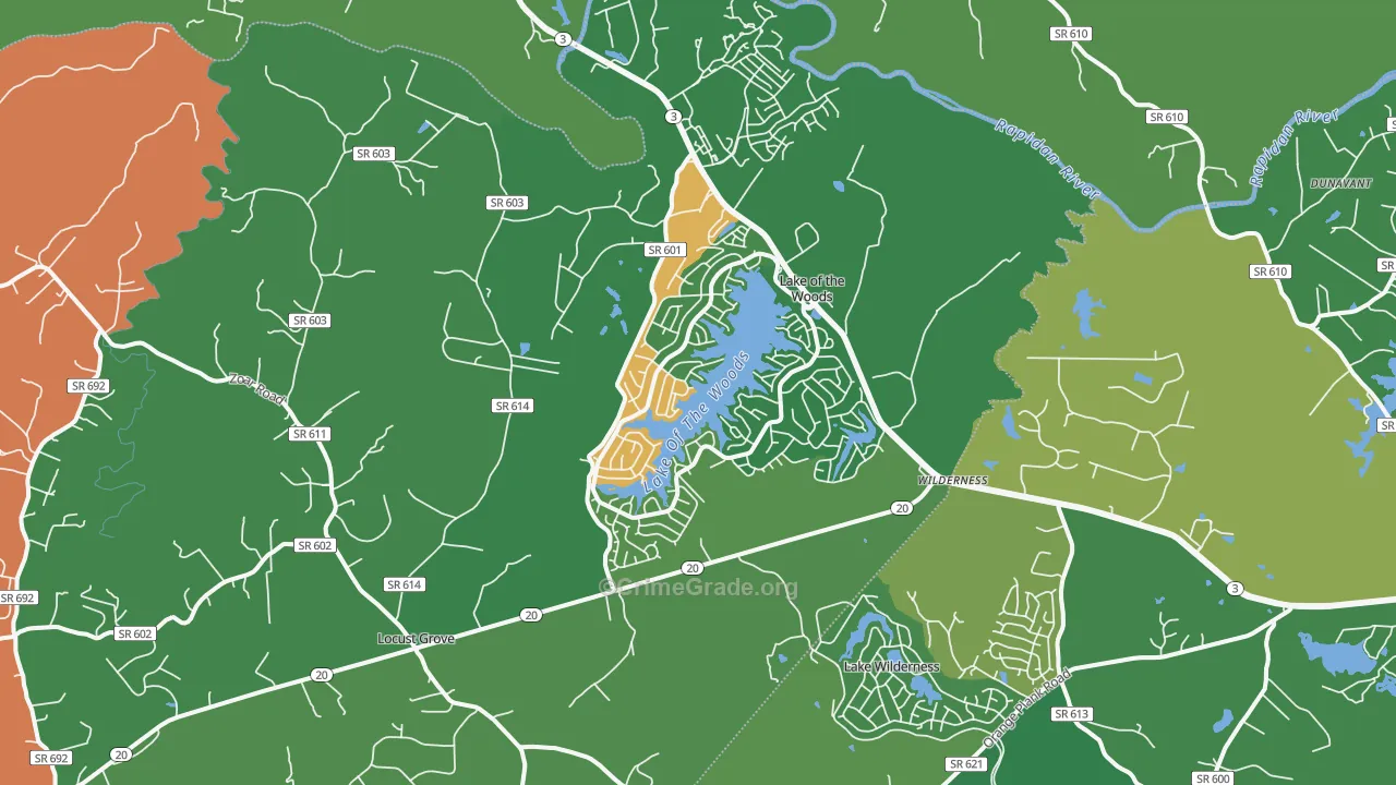 Locust Grove, VA Map of Theft Rates