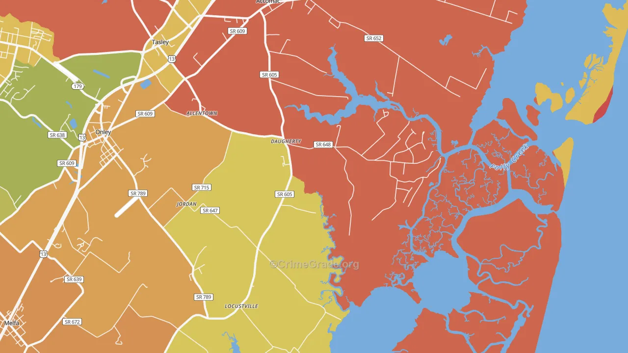 Locustville, VA Map of Theft Rates