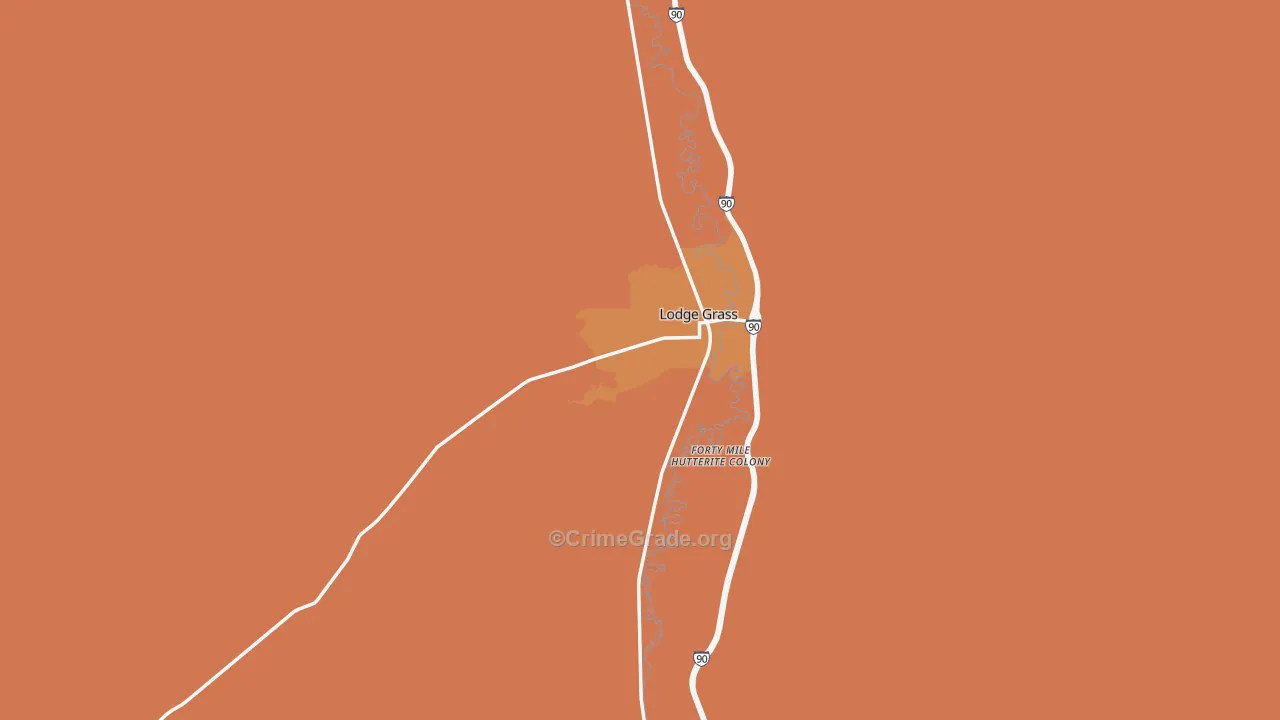 Lodge Grass, MT Map of Theft Rates